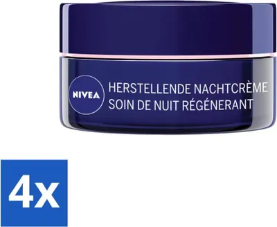 Produktbild von NIVEA - Nachtcreme - Essentials +24H Nourishing - Für empfindliche & trockene Haut - Mit Sheabutter & Mandelöl - 50 ml - Vorteilspack - 4 Stücke