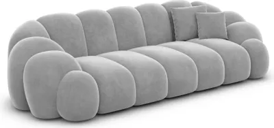 Produktbild von Samtstoff 3-Sitzer Couch Liora Hellgrau