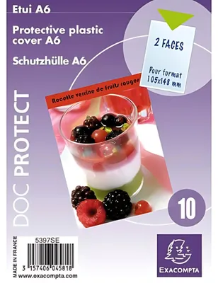 Image de Pochettes de protection Exacompta en PVC lisse, format A6, lot de 10 pièces