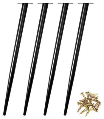 Zdjęcie produktu dla Zestaw 4 metalowych nóg stołowych 72 cm - skośne stożkowe nogi meblowe z ochronnymi nakładkami