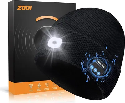 Zdjęcie produktu dla Czapka ZOOI Bluetooth ze światłem LED dla mężczyzn, prezent dla niego