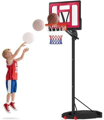 Image de Panier de basket-ball avec hauteur réglable de 200 à 260 cm, base stable équipée de roulettes