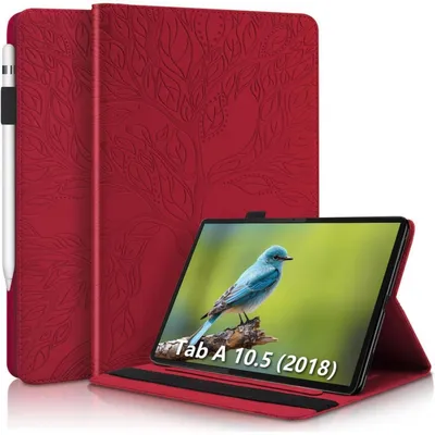 Produktbild von Schutzhülle für Samsung Galaxy Tab A 10.5" 2018 SM-T590/SM-T595, Kunstleder Flip Tasche mit Ständer und Kartenfächern, Rot