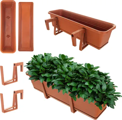 Produktbild von KADAX Balkonkasten Blumentopf Blumentopf 60cm Halterungen Ständer Balkongeländer