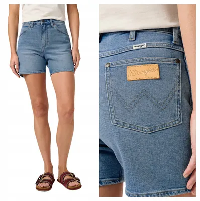 Zdjęcie produktu dla Wrangler | Szorty jeansowe damskie "Cowboy Short" o długości 5 cali, kolor niebieski, rozmiar W28