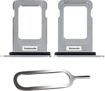 Produktbild von iPHONE 14 PRO / MAX SIM KARTEN HALTER TRAY ADAPTER FACH STECKER SLOT CARD + NADEL SILBER