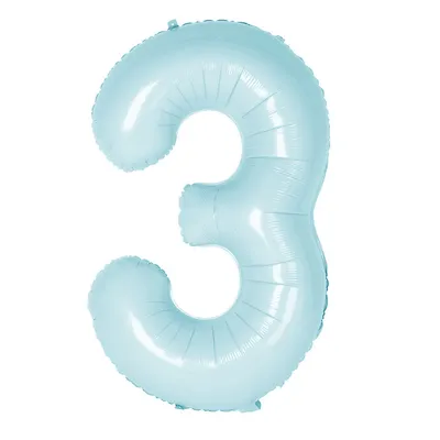 Produktbild von Oblique Unique Folien Luftballon mit Zahl 3 für Kinder Geburtstag Junge Jungen Jubiläum Party Deko Ballon hellblau
