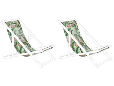 Produktbild von BELIANI Stoffbezüge für Gartenliege 2er Set Bunt/Weiß/Grün aus Polyester 113 x 44 cm mit Flamingomuster Gartenausstattung Outdoor Garten Accessories