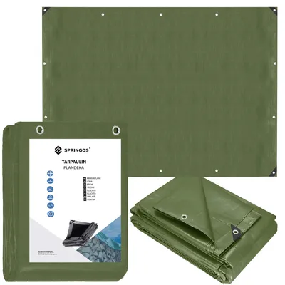 Productafbeelding van Afdekzeil | Dekzeil | Zeildoek | Waterdicht | PVC | 4 x 7 m | 120 g/m2 | Groen
