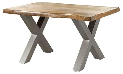 Immagine prodotto di MASSIVMOEBEL24 | FREEFORM 5 tavolo da pranzo in legno di mango - verniciato natur / gambe in ferro X argento matt 140x90