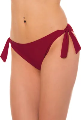 Produktbild von Aquarti Damen Bikinihose seitlich zum Binden Hüftslip in schönen Unifarben, Farbe: Dunkelrot, Größe: 40