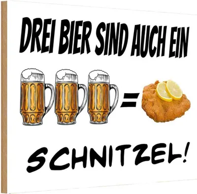 Produktbild von vianmo Holzschild 12x18 cm Alkohol 3 Bier sind ein Schnitzel