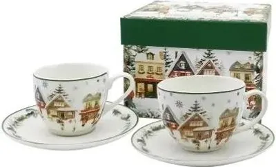 Zdjęcie produktu dla Porcelanowe filiżanki i spodki Christmas Village