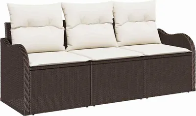 Produktbild von "2026 MODERNE" Garten-Sofa-Set - elegantes Design - Sitzgruppe mit Sofa, Tisch - mit Kissen mit Speicher 3 pcs Braun Poly Rattan - Terassenmöbel NeuMöbel122879