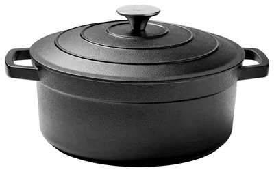 Produktbild von Kochtopf 24cm Schwarz aus Aluminium mit gleichmäßiger Wärmeverteilung, leicht zu reinigen