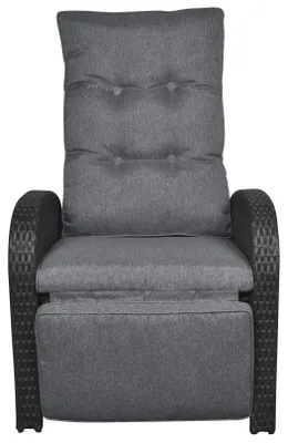 Produktbild von Jorl Garten Lounge Gartenstuhl, Sofastuhl mit stufenloser Einstellung im Rücken und Fußstütze schwarz/grau.