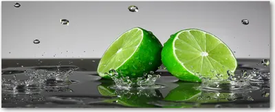 Produktbild von Tulup® Küchenrückwand Spritzschutz aus Glas -125x50 -Spritzschutz auf gehärtetes Glas Essen & Getränke Limette im Wasser