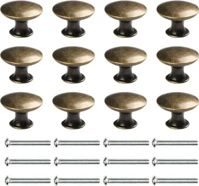Produktbild von 12 Stück Vintage-Küchenschrankgriffe aus Bronze, 30 mm Türknöpfe für Küchenschränke