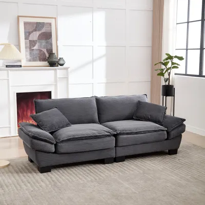 Produktbild von Odikalo 2-Sitzer Doppelsofa Federbett Schlafsofa Loungesofa Sessel Wohnzimmer Grau
