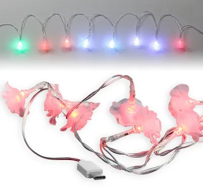 Produktbild von Fontastic LED Ladekabel USB Typ-C 1,2m transparent Motiv-Ladekabel mit 8 beleuchteten Rosen