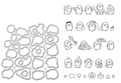 Stanzschablone mit Klarstempel, Pinguin-Motiv, für Scrapbooking