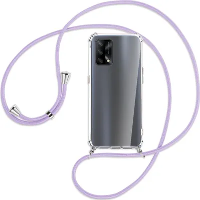 Produktbild von Handykette Backcover-Schutzhülle mit Band (Metall silberfarben) für Oppo A74 4G, Oppo F19 4G - violett