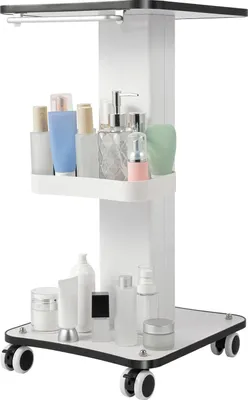 Image de Chariot de salon - Chariot de salon de beauté - Plateau 38 × 34 cm - Hauteur 67 cm - 4 roues pivotantes à 360° - Capacité de charge 15 kg - Structure métallique - Blanc