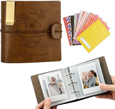 Produktbild von Mini Fotoalbum braun, 100 Fotos, 50 Seiten, für Mini 9, Kunstleder