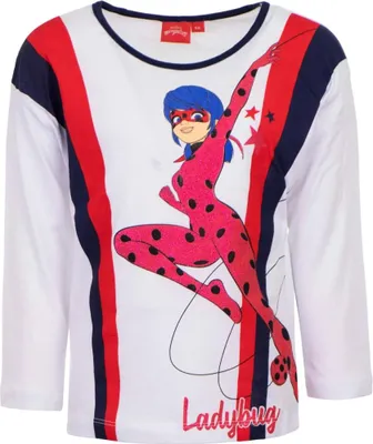 Produktbild von Miraculous Ladybug Kinder Langarm T-Shirt – Weiß / 104