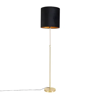 Produktbild von Stehleuchte Gold   Messing mit Veloursschirm Schwarz 40 40 cm Parte