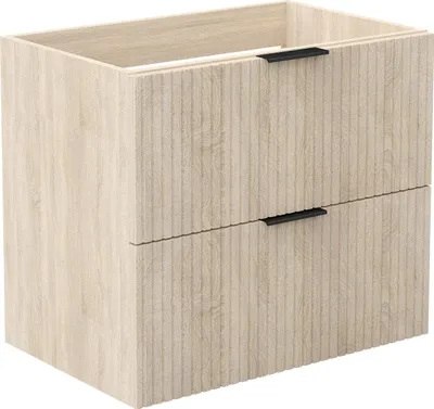 Image de Acezanble Meuble de Salle de Bain Suspendu Chêne 60cm, 2 Tiroirs avec Soft-Close
