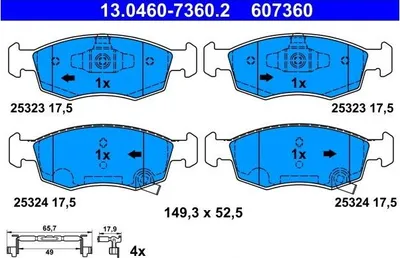 Produktbild von ATE Bremsbeläge Satz Vorne für FIAT 500 (312) 13.0460-7360.2