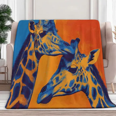 Productafbeelding van Deken voor Bed met Girafprint, 100 x 130 cm, Zacht en Warm