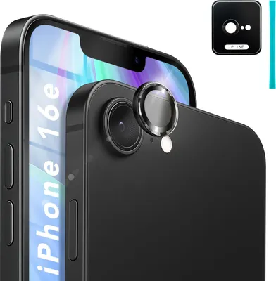 Image de Protection de la caméra pour iPhone 16e - Lentille en verre, anneau anti-reflet, compatible avec les coques, anti-rayures, cristal clair