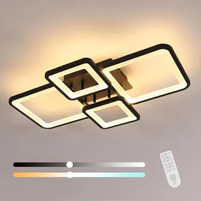 Imagen del producto de COMELY: Lámpara de techo LED moderna rectangular, 54W, regulable con mando a distancia, con temperatura de color ajustable de 3000K a 6500K. Diseño geométrico ideal para salones, dormitorios y cocinas
