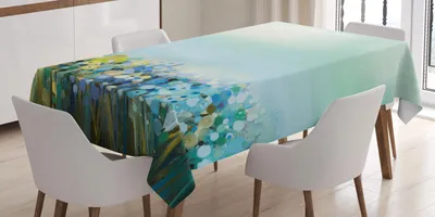 Immagine prodotto di ABAKUHAUS Tovaglia con motivi floreali, acquerello impressionista raffigurante un campo di fiori con stampa dal design tranquillo, 140 x 170 cm, azzurro