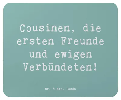 Produktbild von Mr. & Mrs. Panda Mousepad Spruch Cousine Freunde - Meeresbrise - Geschenk, Erinnerungen, Lächeln, mousematte, Verwandte, pc mauspad, emotionale Geschenke, Mouse Pad