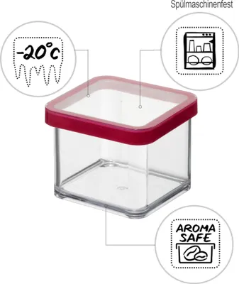 Produktbild von Premium Dose quadr, 0,5 l LOFT, Farbe:Transparent / Rot