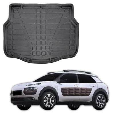 Produktbild von SCOUTT | Kofferraumwanne Laderaumwanne Kompatibel mit Citroen C4 Cactus ab 2014, mit Hoher Rand, Kofferraum-Schutzmatte, Geriffelt, Aufrollbar, Schwarz