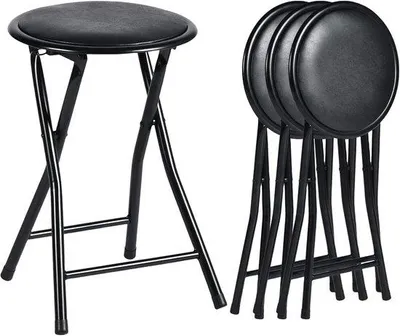 Produktbild von Set aus 4 Klapphockern – 30 x 30 x 46 cm – schwarz – tragbar und zusammenklappbar, ideal für Garten und Küche