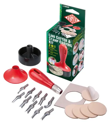 Productafbeelding van Essdee Creatieve linoleumstempelset - 3-in-1 met 10 uitsteekvormen