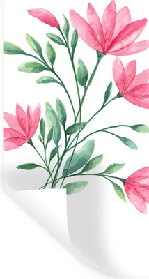 Produktbild von MuchoWow® Wandtattoo Wandsticker Wandaufkleber Blumen - Aquarell - Rosa 40x80 cm Selbstklebend und Repositionierbar - Repositionierbar - Wasser abweisend