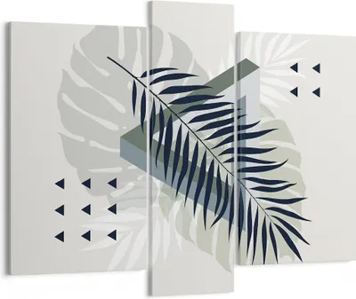 Produktbild von Bild auf Leinwand - Leinwandbild - 3 Teile - Monstera Palme Grafik - 95x80cm - Wand Bild - Wanddeko - Wandbilder - Leinwanddruck - Bilder - Wanddekoration - Leinwand bilder - Wandbild - CB95x80-4519