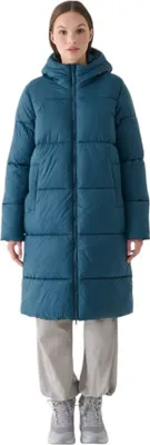 Produktbild von Damen Winterjacke lang mit integrierter Kapuze, wasserabweisend, Marineblau, Synthetik