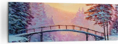 Produktbild von Bild auf Leinwand - Leinwandbild - Park Winter Brücke - 160x50cm - Wand Bild - Wanddeko - Leinwanddruck - Bilder - Kunstdruck - Wanddekoration - Leinwand bilder - Wandkunst - AB160x50-3988