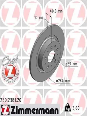 Produktbild von 2x ZIMMERMANN Bremsscheibe 230.2381.20 für FIAT TIPO Schrägheck (356_) 40mm