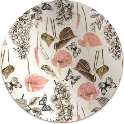 Produktbild von Rundmatte - Stuhlunterlage Bürostuhlunterlage - Rund Ø 100 cm - Bodenmatte - Fußmatte - Blumen und Schmetterlinge.