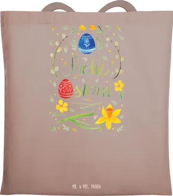 Produktbild von Mr. & Mrs. Panda Tote Bag Ostern Frohe Ostern - Braun Pastell - Geschenk, Shopping Tasche, Ostergrüße, Osterblume, Osterei, Schultasche, Einkaufstasche, studententasche
