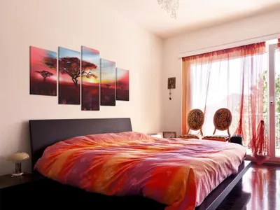 Produktbild von Akustikbild Natur 200x100 cm Bilder Akustikschaum Hochleistungsschallabsorber Schallschutz Leinwand 5 tlg Wandbild Raumakustik Schalldämmung 020112-4