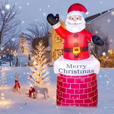 Image de Père Noël gonflable, décorations de Noël, 210 cm, éclairage LED, auto-gonflant